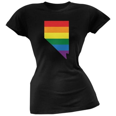 Nevada LGBT Lesbian Pride Rainbow Black Juniors Soft T-Shirt - Small