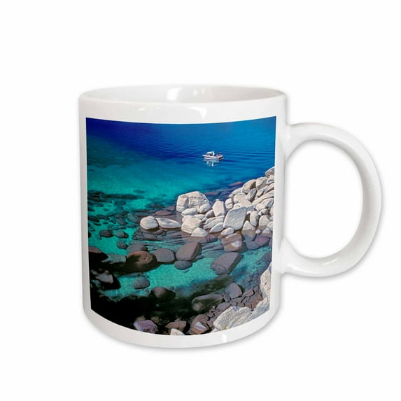 3drose, Nevada, Lake Tahoe. Fishing Boat - Us29 Rer0002 - Ric Ergenbright, 15oz Mug