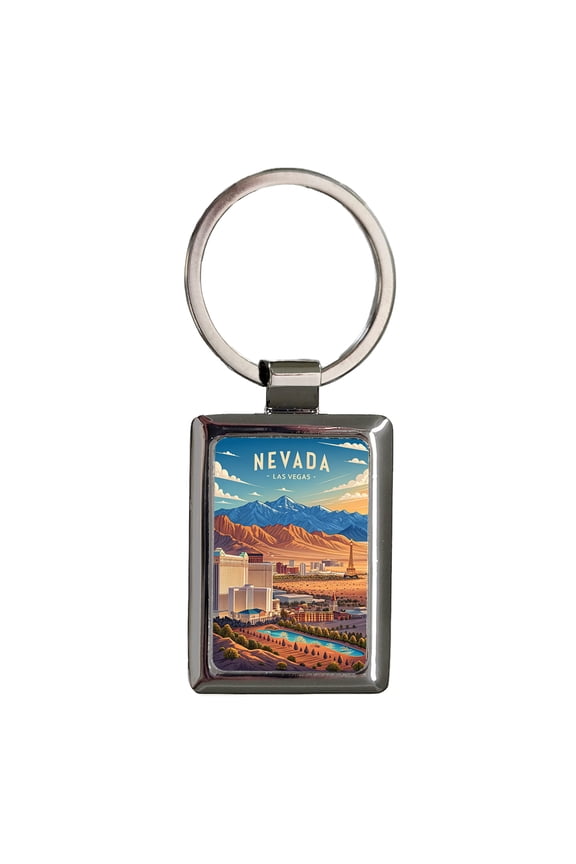 Nevada Las Vegas Beautiful Scene Metal Rectangle Keychain
