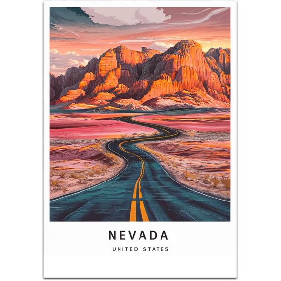 Nevada Map Retro Style Travel Canvas, Nevada Map Vintage Rustic Canvas Print, Home Office Wall Decoration, Nevada Map Country Canvas Canvas ErEvDa