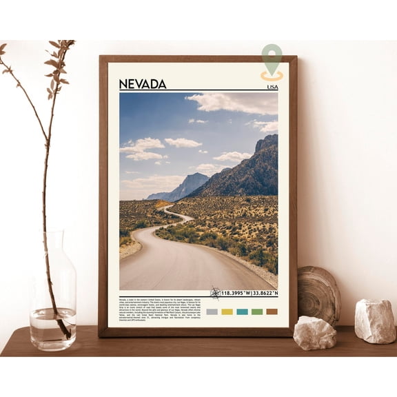 Nevada Print, Nevada Poster, Nevada Wall Art, Nevada Travel, Nevada Art Print, Nevada Artwork, Nevada Photo, Nevada Reno Print, Carson City Wall Art, Modern Wall Decor, 8x12 UNFRAMED