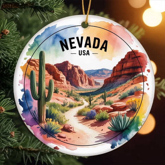 Nevada, Red Rock Canyon Travel Ornament – Custom Ceramic Ornament for Christmas Tree Decoration, Souvenir Gift for Travelers, Couples, Friends, Valentine Gifts 218OR137