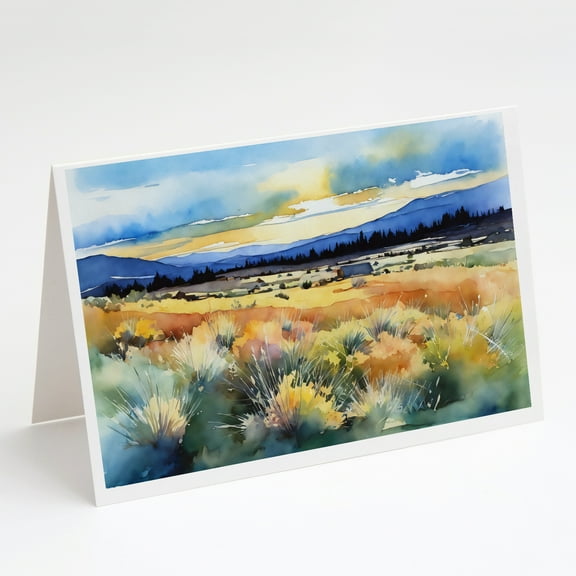 Nevada Sagebrush in Watercolor Greeting Cards and Envelopes Pack of 8 7 in x 5 in