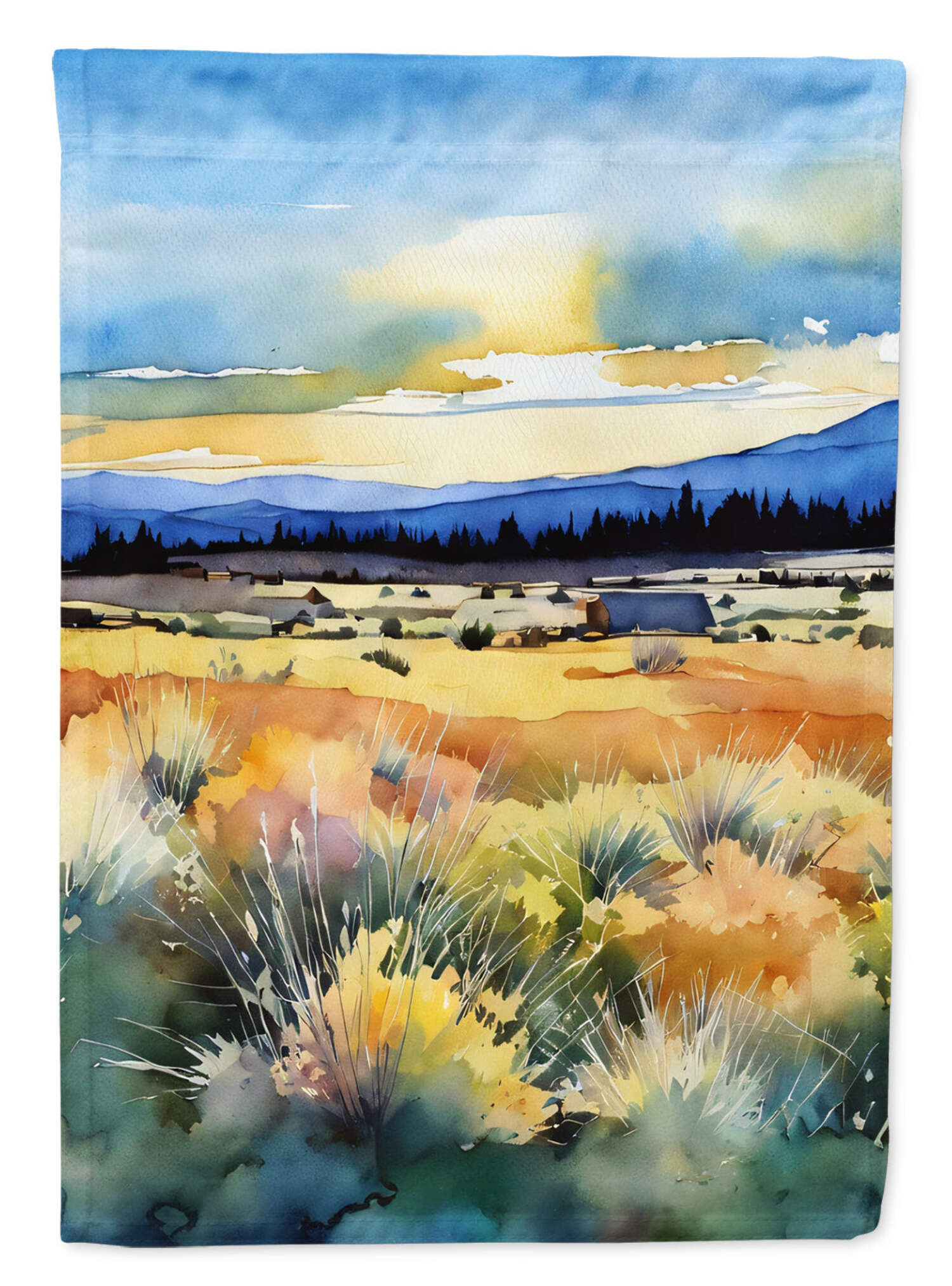 Nevada Sagebrush in Watercolor House Flag 28 in x 40 in