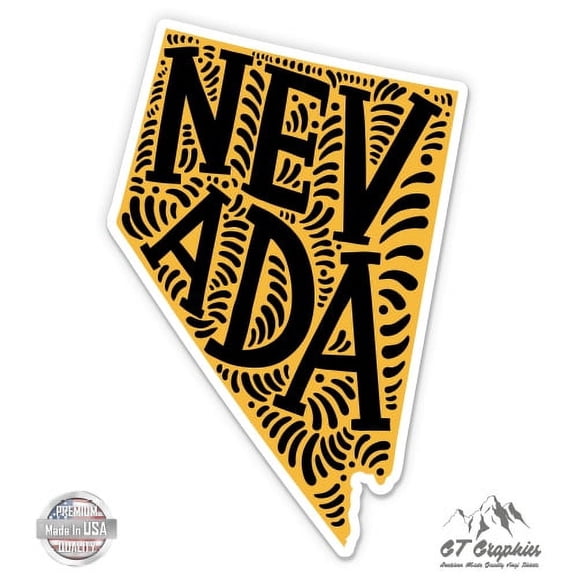 Nevada Shape Cute Letters Native Local - 3" Vinyl Sticker - For Car Laptop I-Pad Phone Helmet Hard Hat - Waterproof Decal