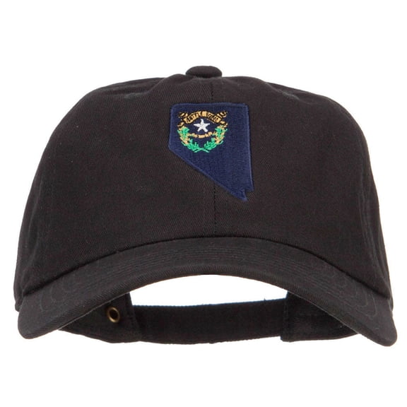 Nevada State Flag Map Embroidered Unstructured Washed Cap - Black OSFM