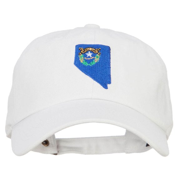 Nevada State Flag Map Embroidered Unstructured Washed Cap - White OSFM