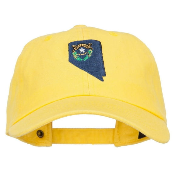 Nevada State Flag Map Embroidered Unstructured Washed Cap - Yellow OSFM
