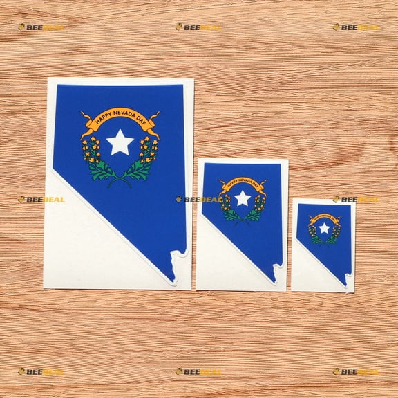 Nevada State Flag Map Outline Vinyl Decal Sticker - 3 Pack Glossy, 2 Inches, 3 Inches, 5 Inches - for Car Boat Laptop Cup Phone