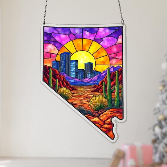 Nevada State Map Acrylic Suncatcher Souvenir Ornament Colorful Window Hanging Christmas Travel Gift