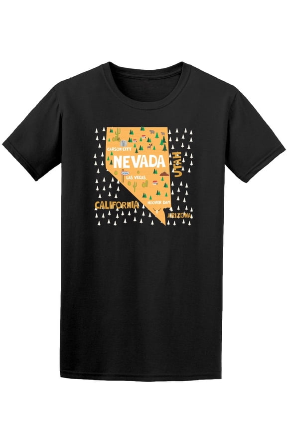 Nevada State Map T-Shirt Men -Image by Shutterstock, Male Medium