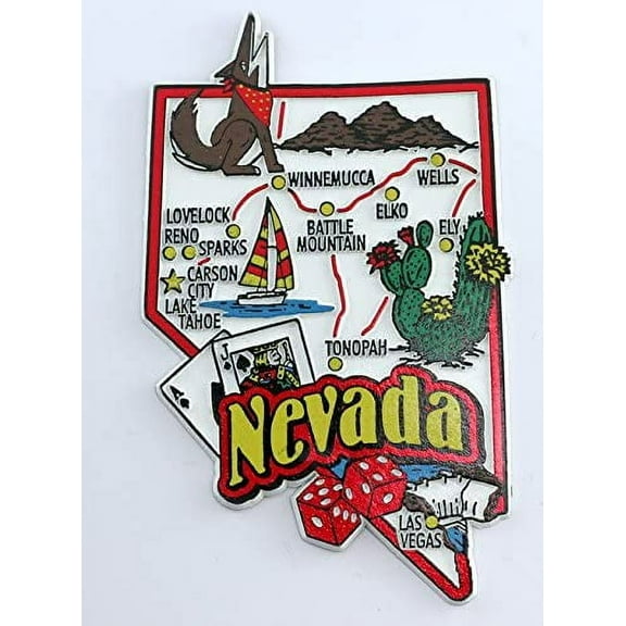 Nevada State Map and Landmarks Collage Fridge Souvenir Collectible Magnet FMC