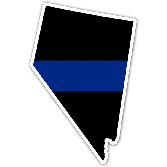 Nevada State Shape Police The Thin Blue Line Ribbon - Law Enforcement Family, Supporter, Personnel Bumper Sticker Decal 3x5 in