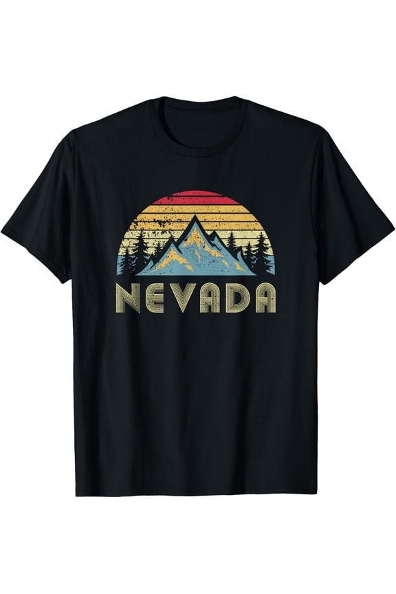Nevada Tee - Retro Vintage Mountains Nature Hiking T Shirt T-Shirt