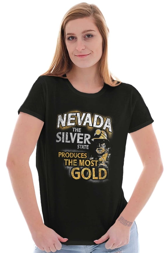 Nevada The Silver State Vintage NV Womens Slim Fit Graphic Tee Brisco Brands S