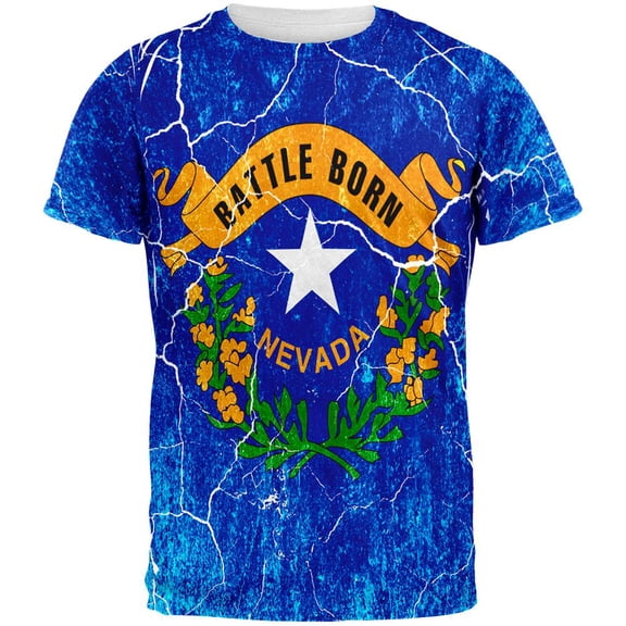 Nevada Vintage Distressed State Flag All Over Mens T Shirt Multi MD