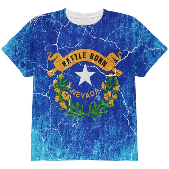 Nevada Vintage Distressed State Flag All Over Youth T Shirt Multi YLG