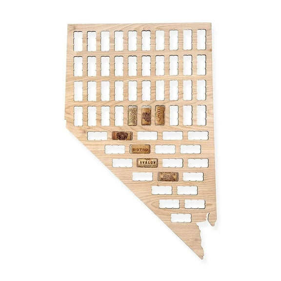 Torched Nevada Wine Cork Map Wall Mount Display Decor 24"x24"x18" Beige