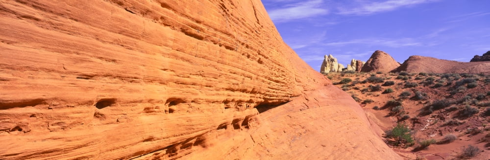 This is Nevadas first state park in red rock country On the left is a wall of sandstone with a view of White Dome Rock Road Canvas Art - Panoramic Images (36 x 12)