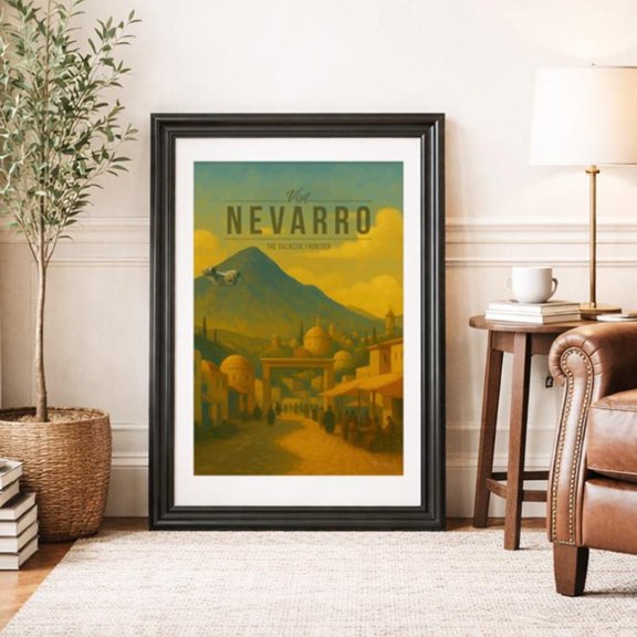 Nevarro Galactic Travel Scenic Sci Fi Wall Art, Unframed Poster
