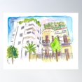 thumbnail image 1 of Neve Tzedek Tel Aviv Old Houses And Bauhaus Street Poster Wall Art, Modern Wall Decor For Living Room Bedroom, 8x12 UNFRAMED, 1 of 3