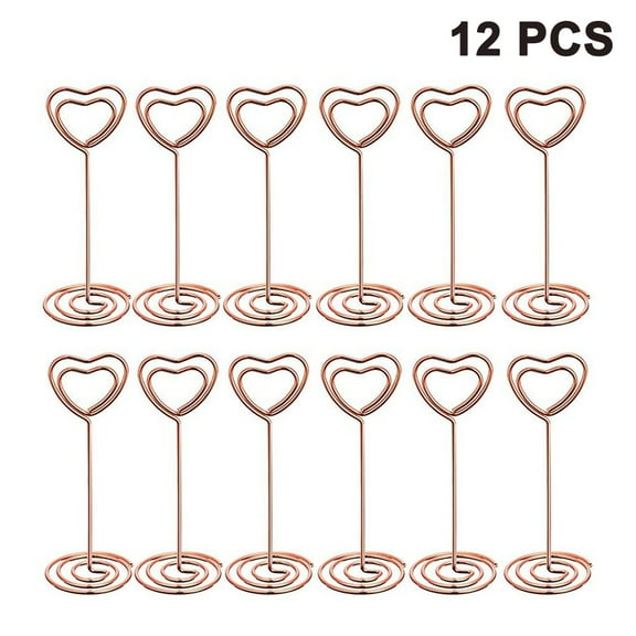 NeveLance 12 Count, Place Card & Photo Stand Heart-Shaped Table Card Holders