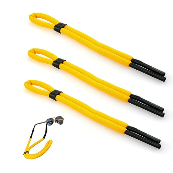 NeveLance 3 Pcs Floating Sunglass Strap Pack Glasses Float Eyewear Retainer for Surfing Sailboat Swimming - Yellow
