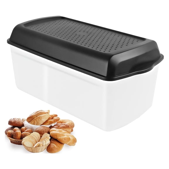 NeveLance Bread bin, smart bread box with divider and bread lid, black, food safe bread storage box, fresh bread storage for longer 32 cm x 17.5 cm x 15 cm (rectangular)