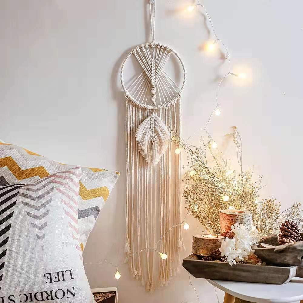 NeveLance Large Cotton Macrame Wall Hanging for Weddings, Valentine's Gifts, Anniversaries, Birthdays or Classmates Bohemian Dreamcatcher