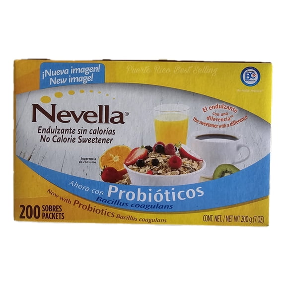 Nevella, No Calorie Sweetener with Probiotics, Instant, 7 oz, 200 Count Cardboard Box
