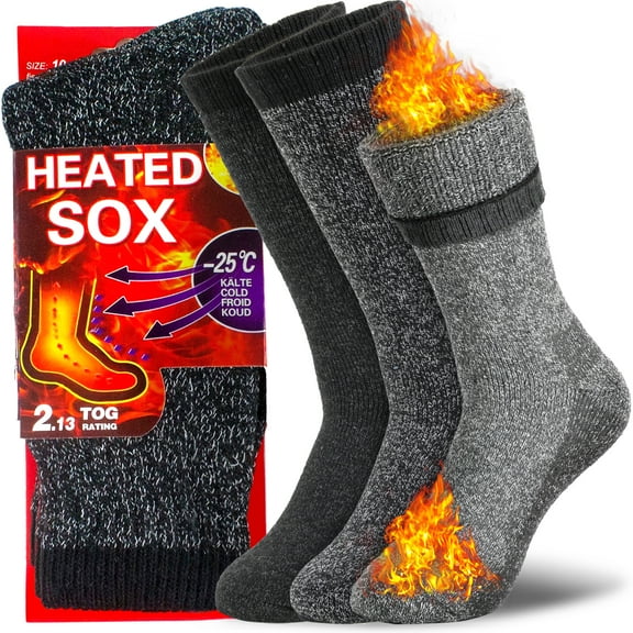 Nevend 3 Pairs Men's Thermal Winter Socks Extreme Cold Weather Heated Insulated Thick Crew Boot Socks 10-13
