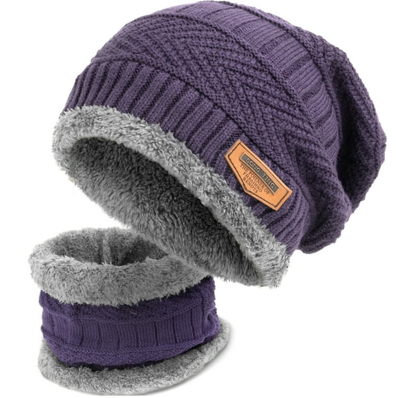 NevEND Unisex Warm Knit Hat, Scarf & Glove Set, Fleece Lined, 2-Piece