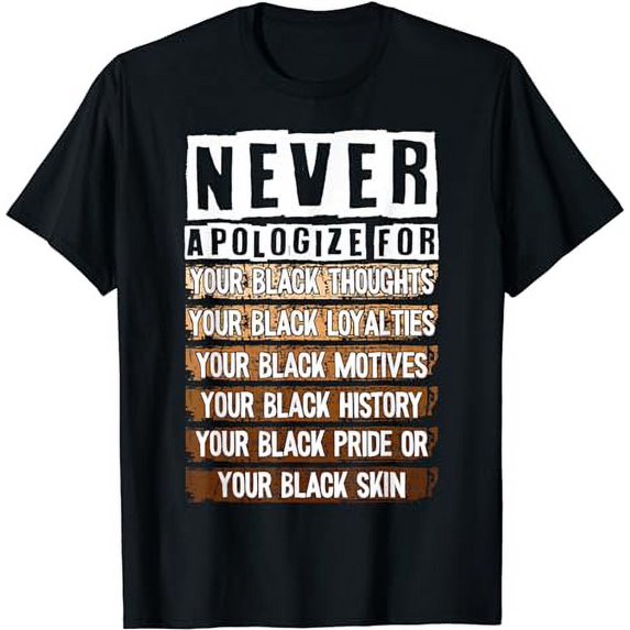 Never Apologize Black History Month BLM Melanin Pride Afro T-Shirt