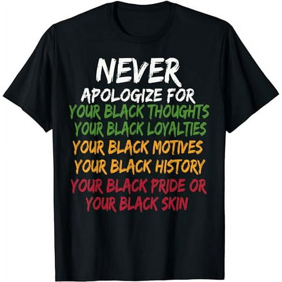 Never Apologize For Your Blackness Black History Month Pride T-Shirt