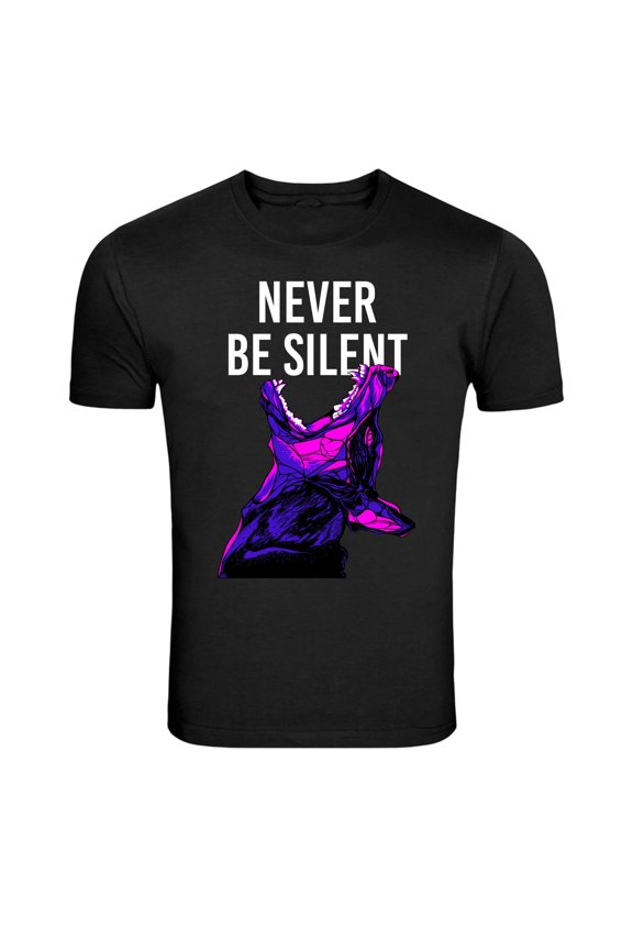 Never Be Silent Neon Wolf Graphic T-Shirt