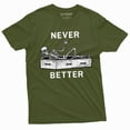 thumbnail image 1 of Never Better Funny Halloween Skeleton T-Shirt Mens Womens Unisex Coffin Tee (X-Large Military Green), 1 of 6