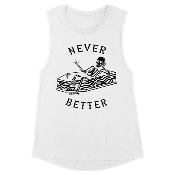 Never Better Skeleton Women's Muscle Tank Large White