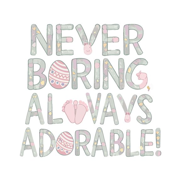 Never Boring Always Adorable Lively Charming Enchanting Endearing Quote Wall Art Sticker Designs Vinyl Stickers For Home House Walls Rooms Windows Bedroom Decoration Size (20x20 inch)
