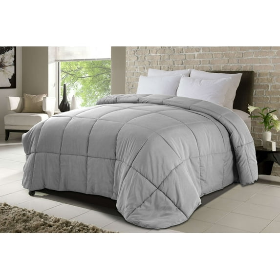 Never Down MicroSoft Comforter Light Gray King