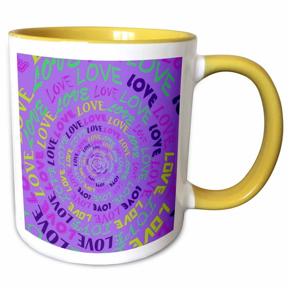 3drose, Never Ending Love Purple, 11oz Two-tone Yellow Mug