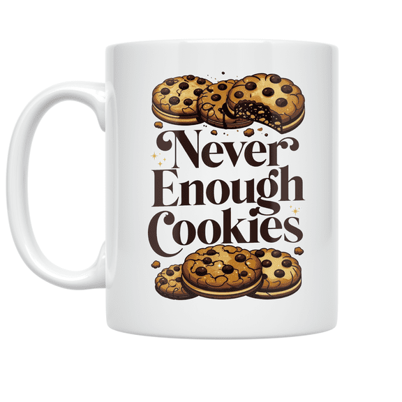 Never Enough Cookies Design - Cookie Lover - 11 oz Ceramic Coffee Mug