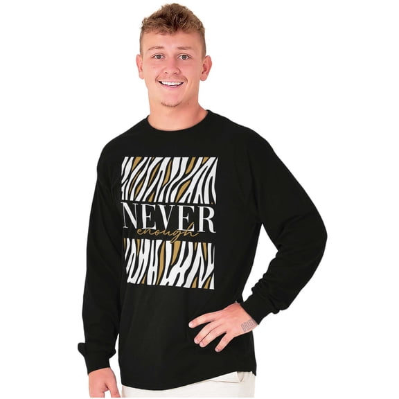 Never Enough Zebra Animal Print Long Sleeve TShirt Men Women Brisco Brands M
