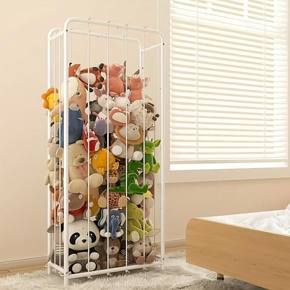 Never Fall Apart Extra Large Capacity Metal Stuffed Animal Zoo Storage Holder Organizer for Medium Large Plushies for Playroom, Under-Bed Storage
