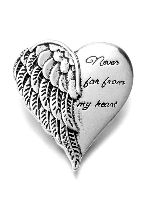 Never Far Winged Heart Snap Jewelry Ginger Charm Button, For Interchangeable DIY Customizable Accessories