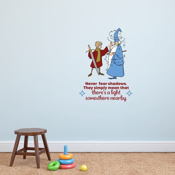 Never Fear Sword in the Stone Quote Cartoon Quotes Decors Wall Sticker Art Design Decal for Girls Boys Kids Room Bedroom Nursery Kindergarten Home Decor Stickers Wall Art Vinyl Decoration (20x12 inch)