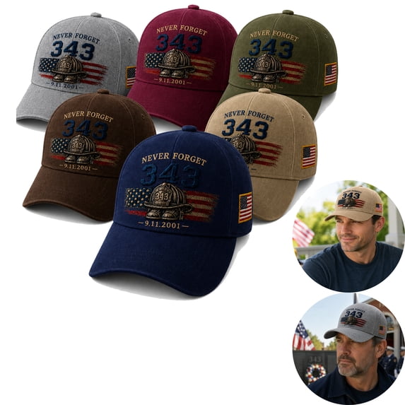 Never Forget 343 Memorial Cap, Patriotic 343 Fallen Firefighters Remembrance Baseball Hat
