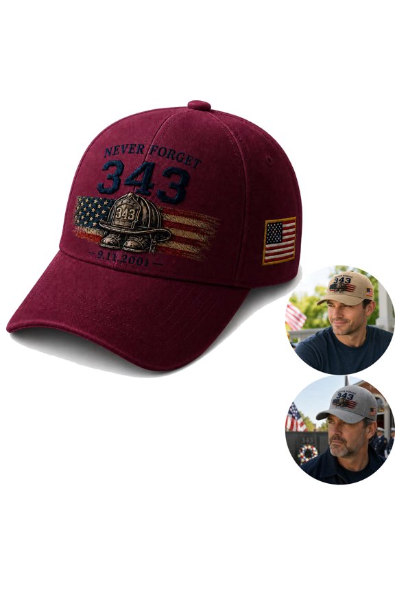 Never Forget 343 Memorial Cap, Patriotic 343 Fallen Firefighters Remembrance Baseball Hat