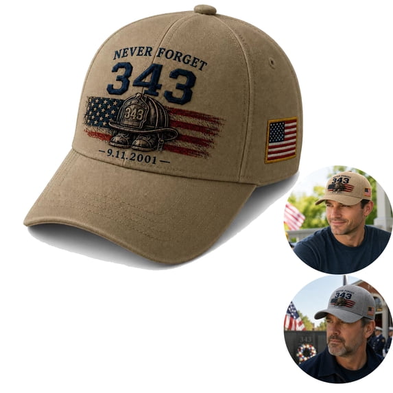 Never Forget 343 Memorial Cap, Patriotic 343 Fallen Firefighters Remembrance Baseball Hat