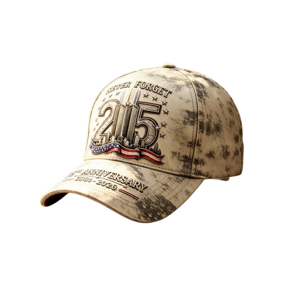 Never Forget 9/11 25th Anniversary 2001-2026 Baseball Cap for Men Women, Unisex 3D Digital Print Hat with Distressed Style Graphic, Adjustable Curved Brim Casual Cap A