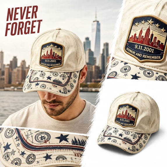 Distressed Thread Never Forget 9/11 25th Anniversary Baseball Cap 2001-2026 Commemorative ...